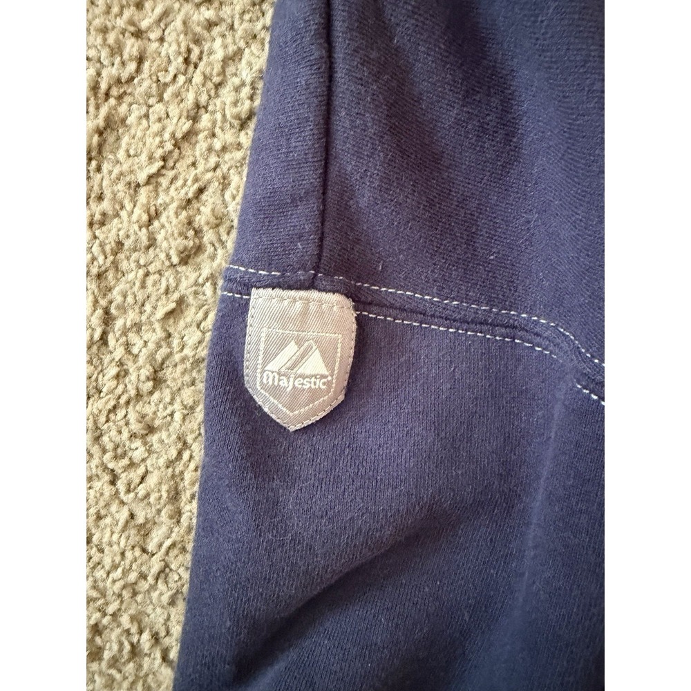 VNew York Yankees Majestic Hoodie Sweatshirt Logo Patch Navy Mens Medium - Picture 4 of 10